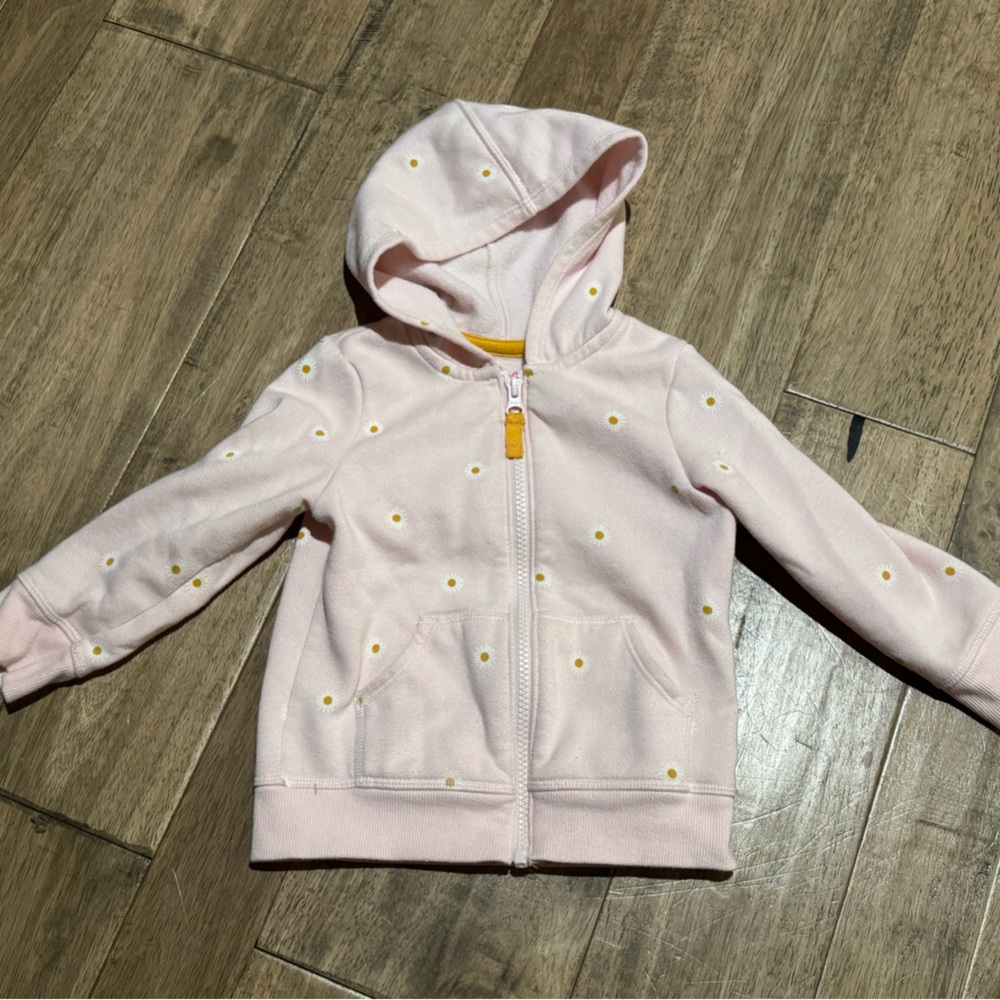 2T Cat & Jack Pink Zipper Hoodie with Daisies
